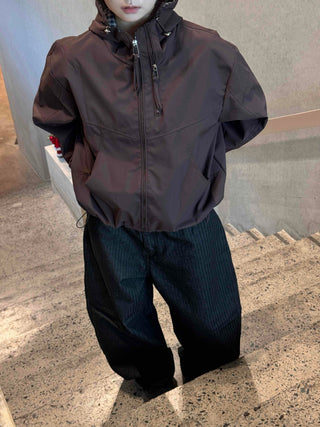 Awesome Collar Point Elastic High-Neck Zip-Up Jumper