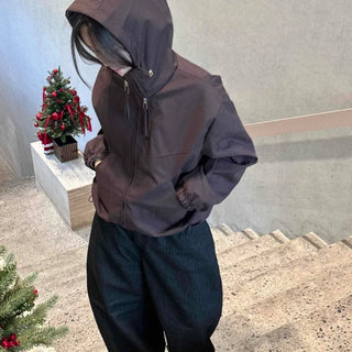 Awesome Collar Point Elastic High-Neck Zip-Up Jumper