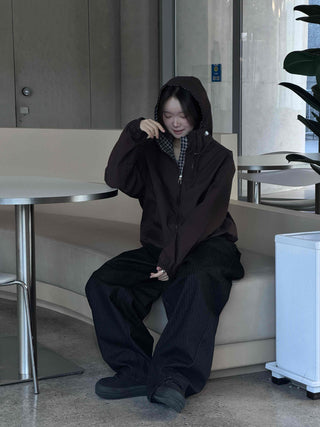 Awesome Collar Point Elastic High-Neck Zip-Up Jumper