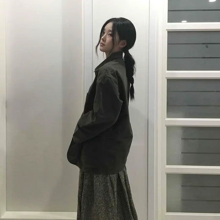 Vintage Flower Pleated Long Skirt