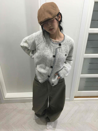 Minimal Melange Round Neck Slim Fit Crop Cardigan