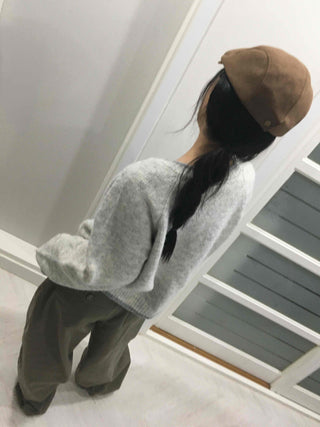 Minimal Melange Round Neck Slim Fit Crop Cardigan