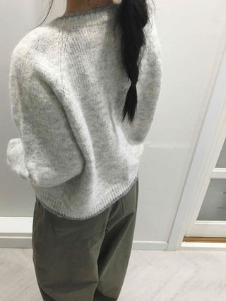 Minimal Melange Round Neck Slim Fit Crop Cardigan