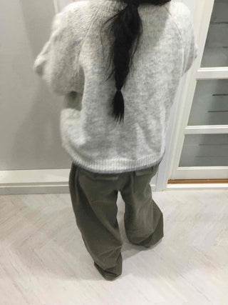Minimal Melange Round Neck Slim Fit Crop Cardigan