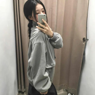 Layered Belt Cotton Drop Shoulder Blouson Jacket