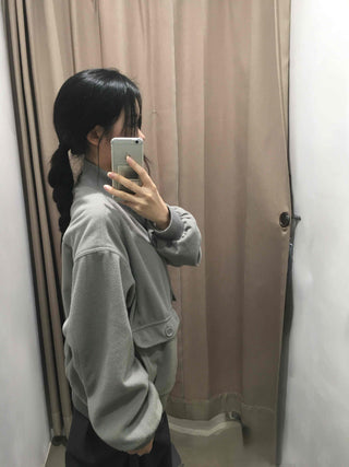 Layered Belt Cotton Drop Shoulder Blouson Jacket
