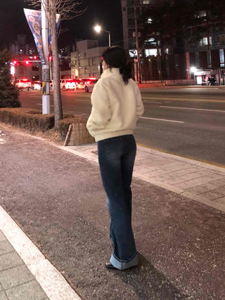 Puff Short Fleece Big Collar Crop Jacket