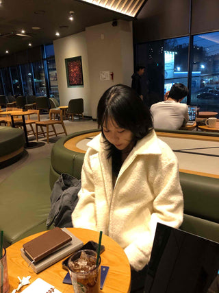 Puff Short Fleece Big Collar Crop Jacket