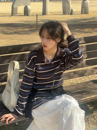 Ronen Pretzel Striped Collared T-shirt