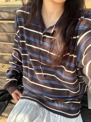 Ronen Pretzel Striped Collared T-shirt