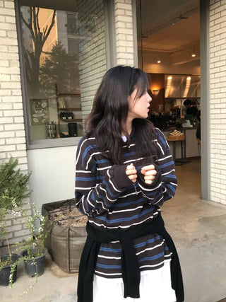 Ronen Pretzel Striped Collared T-shirt