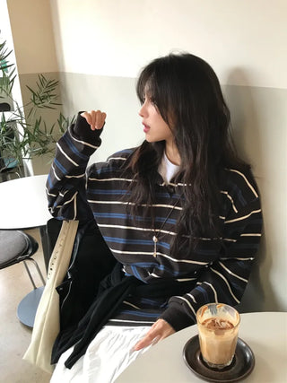 Ronen Pretzel Striped Collared T-shirt