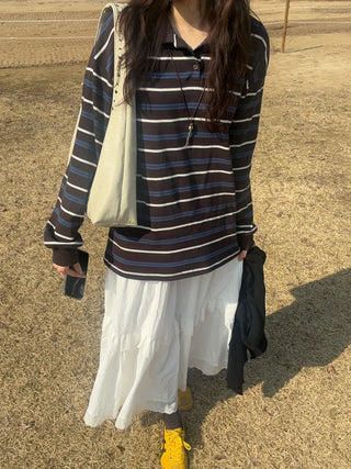 Ronen Pretzel Striped Collared T-shirt