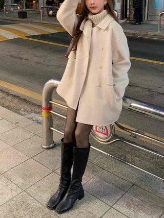 Flare A-Line Peaked Double-Button Cape Coat