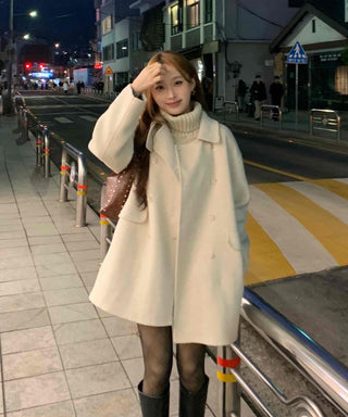 Flare A-Line Peaked Double-Button Cape Coat