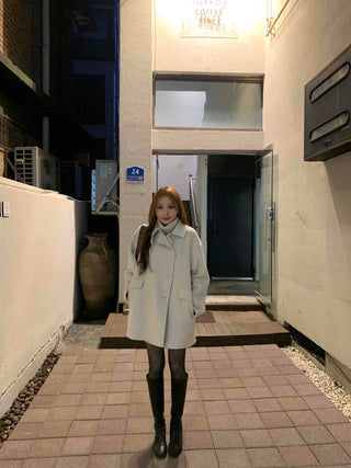 Flare A-Line Peaked Double-Button Cape Coat