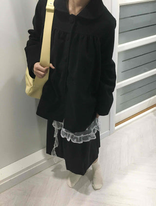 Vintage Oversized Collared Wool Touch Midi Coat