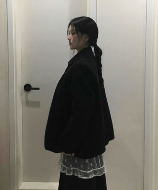 Vintage Oversized Collared Wool Touch Midi Coat