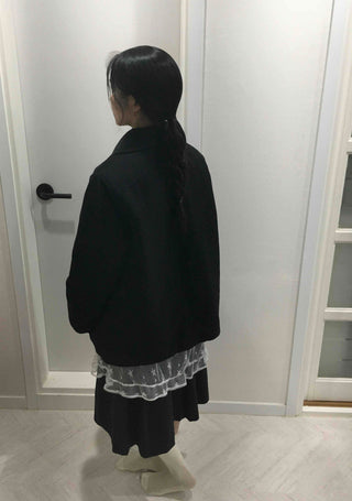 Vintage Oversized Collared Wool Touch Midi Coat