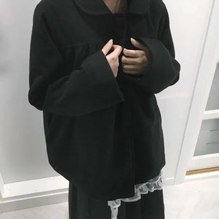 Vintage Oversized Collared Wool Touch Midi Coat