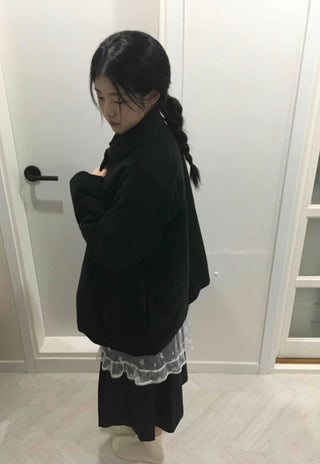 Vintage Oversized Collared Wool Touch Midi Coat