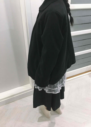 Vintage Oversized Collared Wool Touch Midi Coat