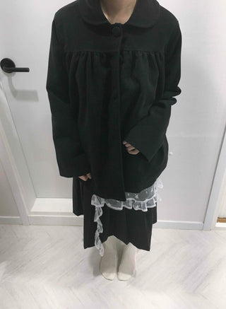 Vintage Oversized Collared Wool Touch Midi Coat