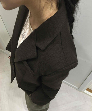 Modern Short Boxy Fit Slim Lapel Button Jacket
