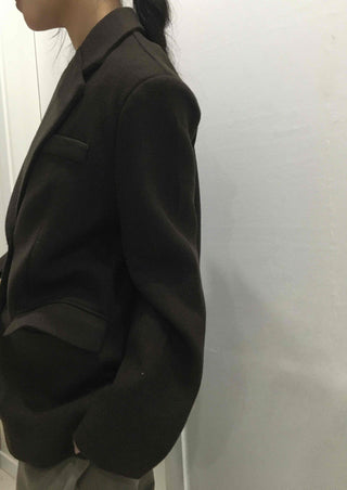 Modern Short Boxy Fit Slim Lapel Button Jacket