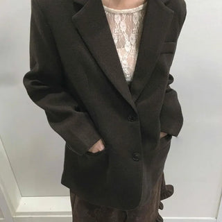 Modern Short Boxy Fit Slim Lapel Button Jacket