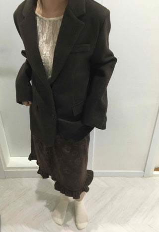 Modern Short Boxy Fit Slim Lapel Button Jacket