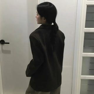 Modern Short Boxy Fit Slim Lapel Button Jacket