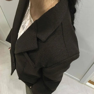 Modern Short Boxy Fit Slim Lapel Button Jacket
