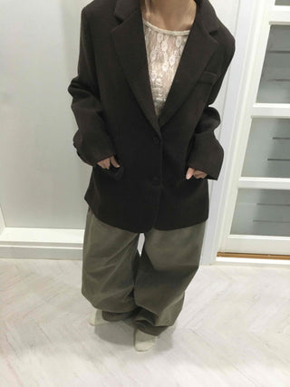 Modern Short Boxy Fit Slim Lapel Button Jacket
