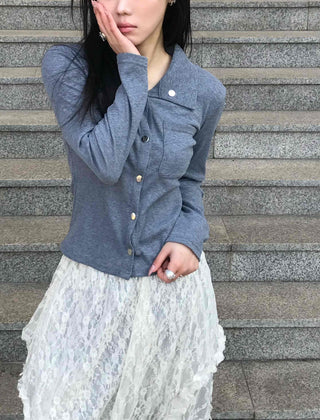 Feminine Western Stitch Crop Long Sleeve Shirt