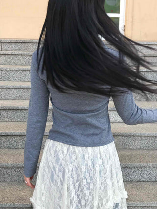 Feminine Western Stitch Crop Long Sleeve Shirt