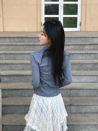 Feminine Western Stitch Crop Long Sleeve Shirt