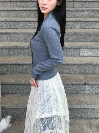 Feminine Western Stitch Crop Long Sleeve Shirt