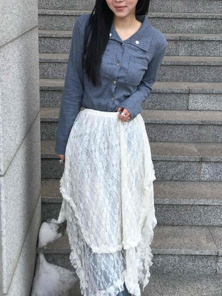 Feminine Western Stitch Crop Long Sleeve Shirt