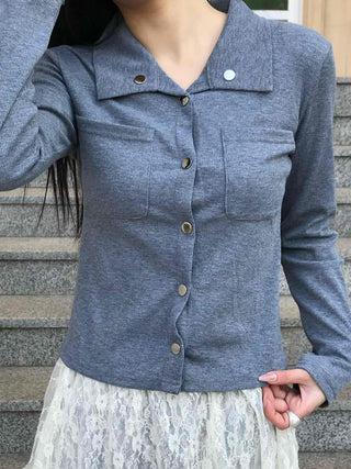 Feminine Western Stitch Crop Long Sleeve Shirt