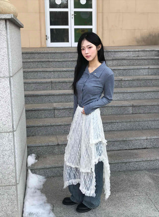 Feminine Western Stitch Crop Long Sleeve Shirt