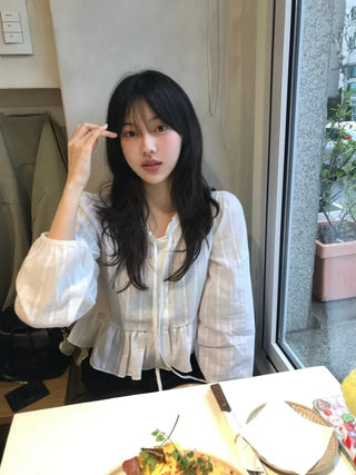 Miyu Frill Ribbon Lace Blouse
