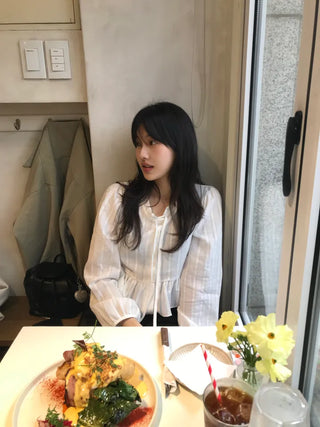 Miyu Frill Ribbon Lace Blouse