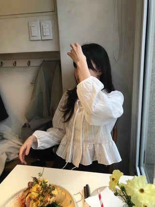 Miyu Frill Ribbon Lace Blouse