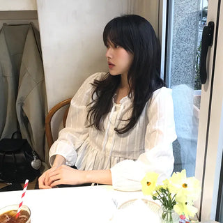 Miyu Frill Ribbon Lace Blouse