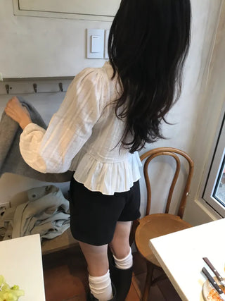Miyu Frill Ribbon Lace Blouse