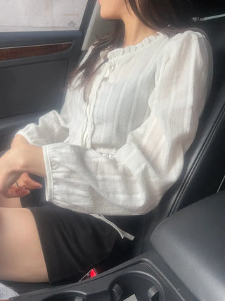 Miyu Frill Ribbon Lace Blouse