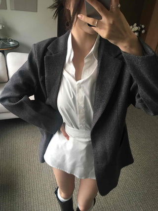 Soft Asymmetrical Loose Fit Knit Jacket