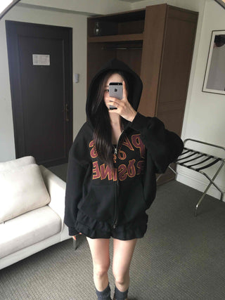 Vintage American Embroidered Half Open Zip-up