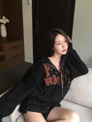 Vintage American Embroidered Half Open Zip-up